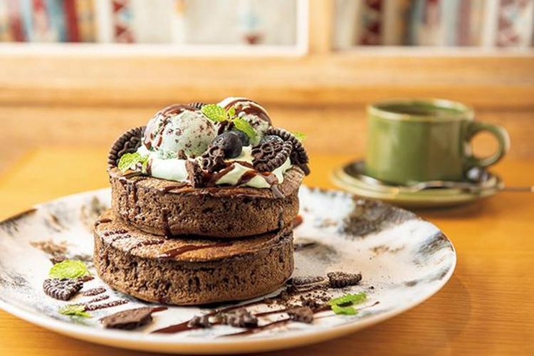 The Chocomint Pancake Double 1.512 yen (untuk ukuran Single 1.026 yen) hanya tersedia dalam waktu terbatas. 