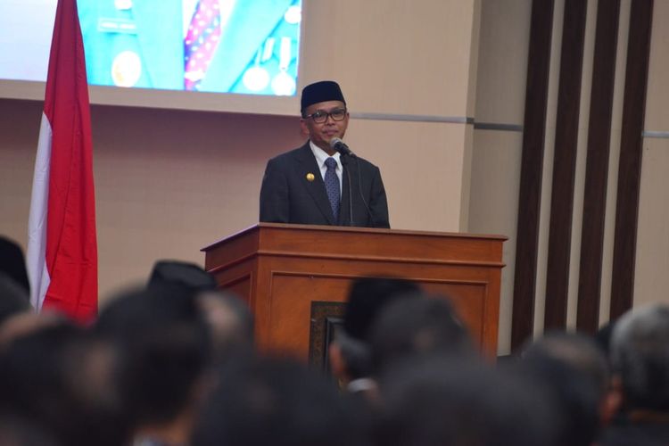 Gubernur Sulawesi Selatan Nurdin Abdullah saat menghadiri pertemuan di Universitas Hasanuddin, Kamis (23/5/2019).