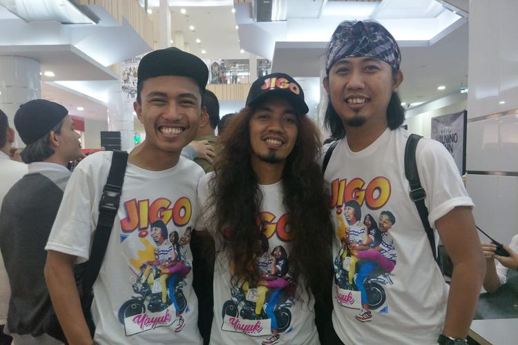 Grup musik lawak Jigo saat ditemui di Green Pramuka Square, Jakarta Pusat, Selasa (30/4/2019).
