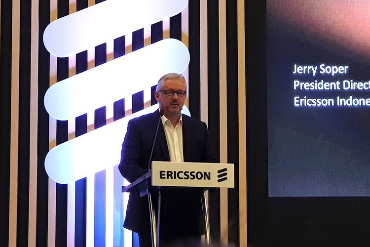 Head of Ericsson Indonesia Jerry Soper dalam acara Barcelona Unboxed di kawasan Jakarta Selatan, Kamis (25/4/2019). 