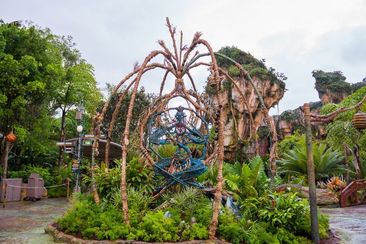 Ornamen yang terbuat dari eco faux yang dipasang di taman tematik Avatar di Disney World Florida, Amerika Serikat.