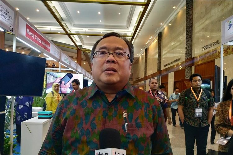 Menteri Perencanaan Pembangunan Nasional/Badan Perencanaan Pembangunan Nasional (PPN/Bappenas) Bambang Brodjonegoro di Jakarta Convention Center (JCC), Jakarta, Selasa (23/7/2019).