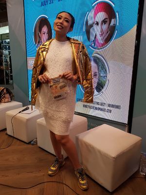 Artis peran Ayu Dewi saat pembukaan Irresistible Bazaar, Grand Indonesia, Jakarta, Rabu (31/7/2019).