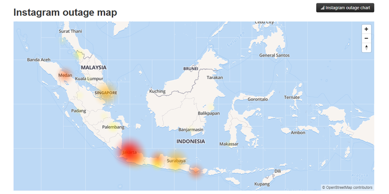 Down Detector menunjukan lokasi Instagram eror