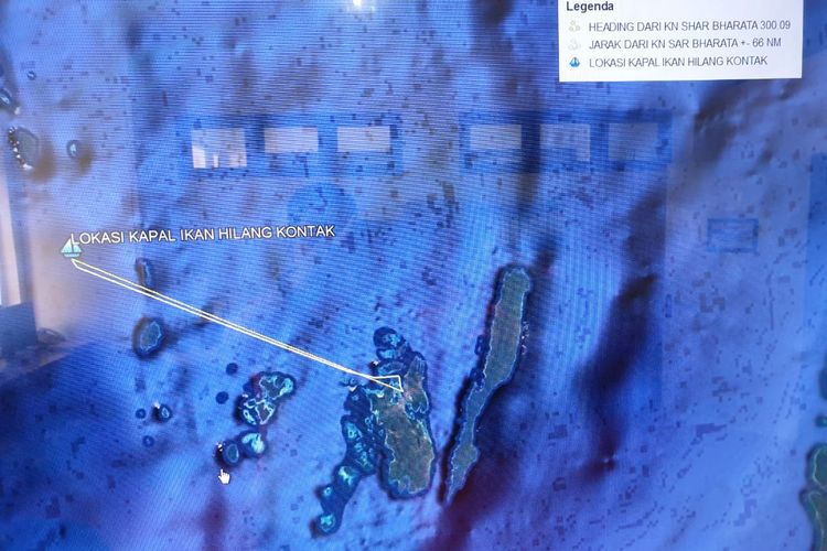 Foto lokasi kapal hilang di perairan Maluku Tenggara