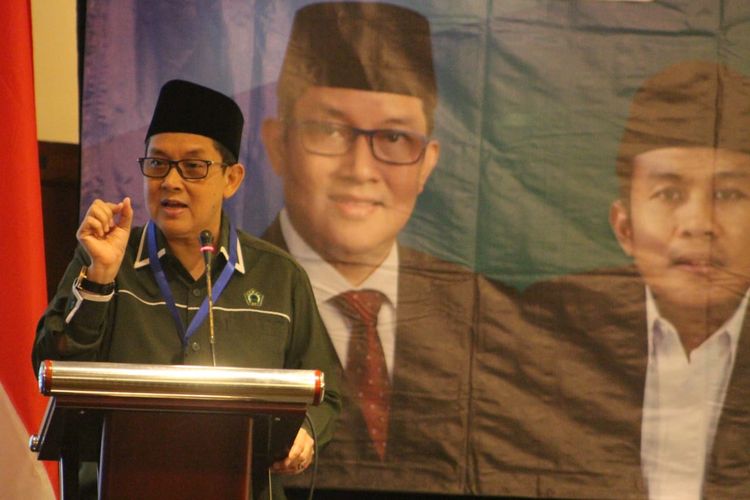 Ketua Umum ISNU Ali Masykur Musa saat membuka Mukernas ISNU di Hotel Aryaduta, Jakarta, Sabtu (6/4/2019).