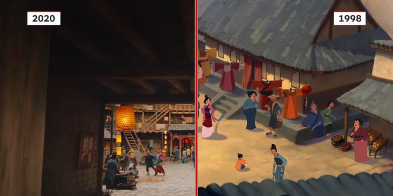 Komparasi Mulan versi live-action dengan Mulan versi animasi.