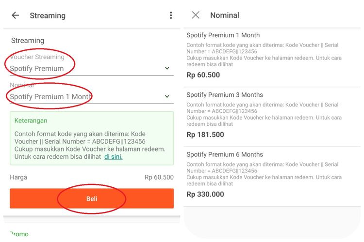 Ilustrasi langkah kedua membahas Spotify Premium di Tokopedia