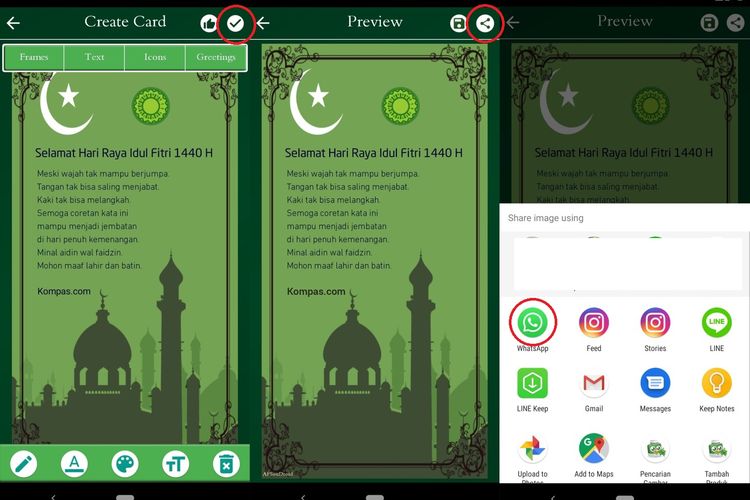 Ilustrasi membuat kartu ucapan lebaran via Muslim Cards Pro 2