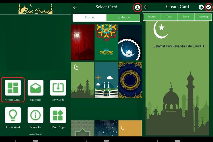 Ilustrasi membuat kartu ucapan lebaran via Muslim Cards Pro 1