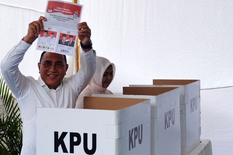 Prabowo-Sandi menang telak di TPS 46, yang tak lain TPS-nya Gubernur Sumatera Utara Edy Rahmayadi, Rabu (17/4/2019) 