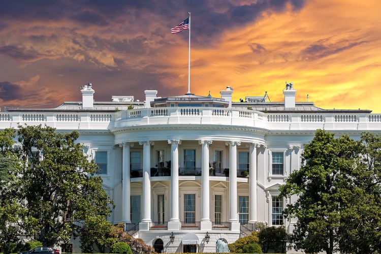 Gedung Putih (White House), istana kepresidenan Amerika Serikat.