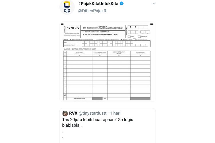 Gaya admin akun sosial media Ditjen Pajak ingatkan pesohor untuk taat membayar pajak.