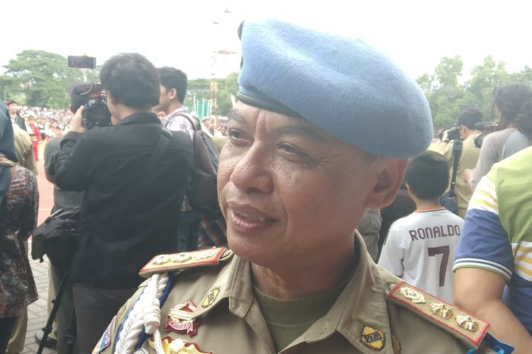 Kepala Bidang Ketertiban Umum dan Ketenteraman Masyarakat Satuan Polisi Pamong Praja (Satpol PP) Surakarta Agus Sis Wuryanto di Solo, Jawa Tengah.