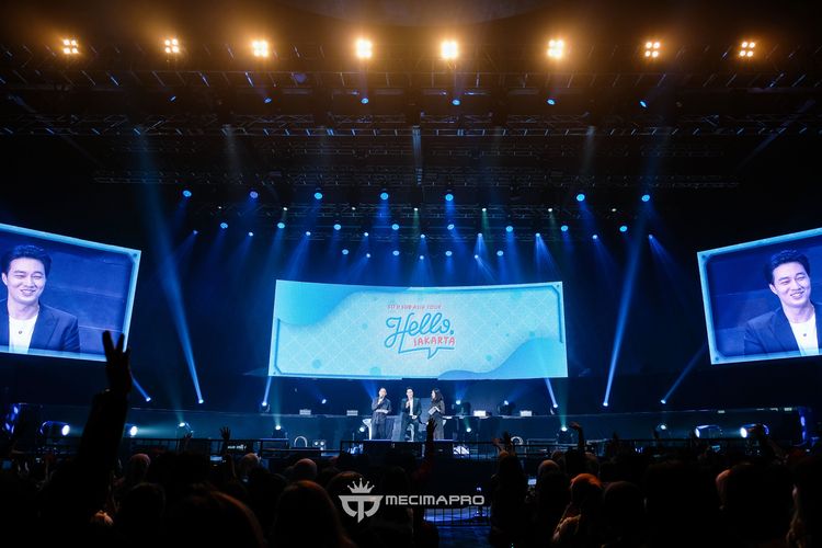 So Ji Sub saat mengadakan fan meeting Hello Jakarta di Balai Sarbini, Jakarta Selatan, Sabtu (9/3/2019).