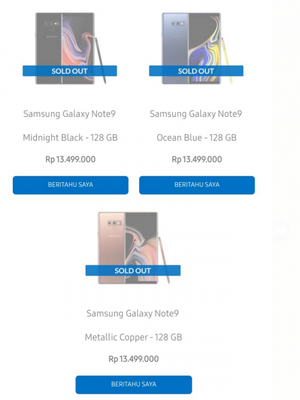 Galaxy Note 9 ludes dipesan.