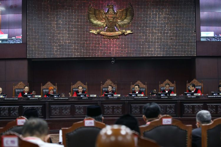 Sidang putusan sengketa pilpres 2019 di Mahkamah Konstitusi, Jakarta, Kamis (27/6/2019).