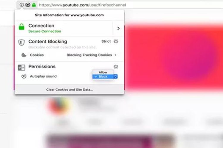 Ilustrasi pengaturan blokir autoplay di peramban Firefox