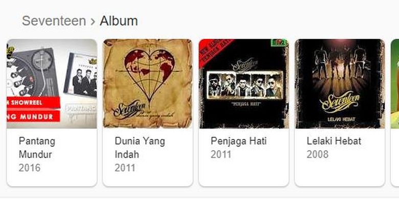 Album-album Seventen selama berkarya di industri musik Indonesia.