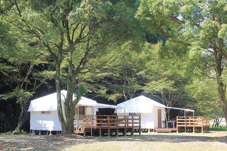 Menjadi satu dengan alam di fasilitas glamping (kemping mewah) yang sederhana dan nyaman ini.