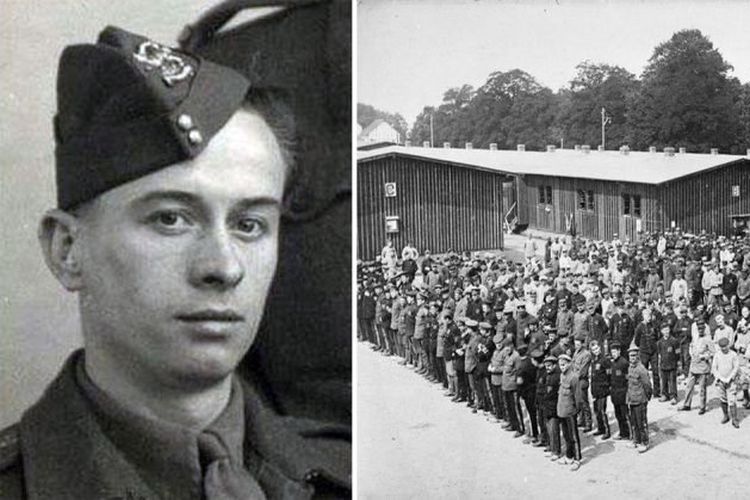 Horace Greasley (kanan) dan situasi di sebuah kamp tawanan perang yang dikelola Jerman.