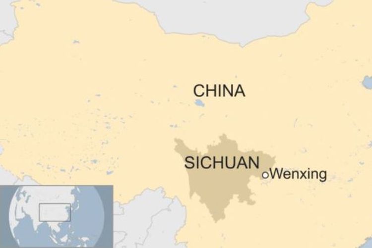 Peta provinsi Sichuan, China.