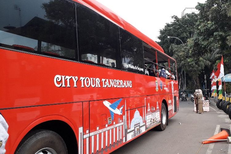 Bus City Tour Kota Tangerang melayani perjalanan gratis ke destinasi wisata Kota Tangerang mulai Sabtu (25/8/2018).