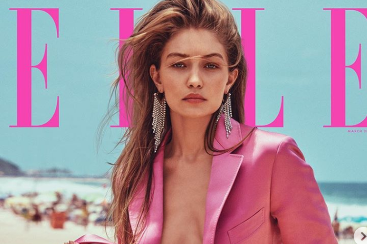 Gigi Hadid saat sesi pemotretan dengan majalah ELLE