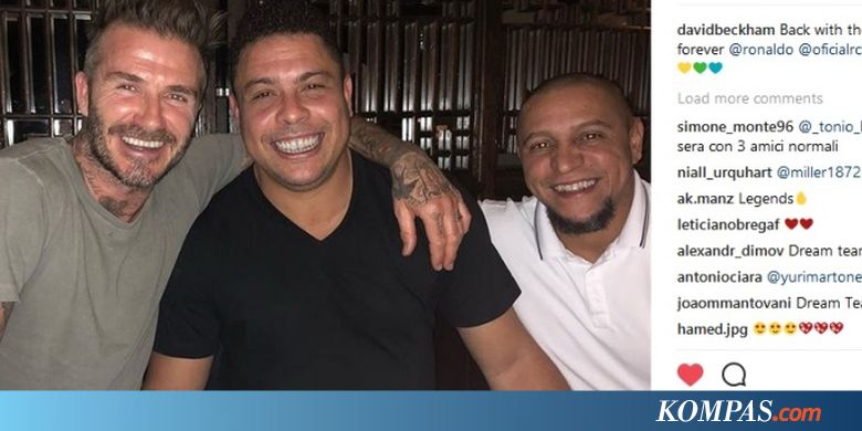 Di Instagram, David Beckham Akrab Bersama Ronaldo dan Roberto Carlos