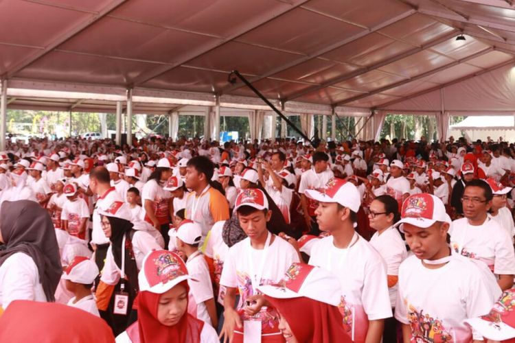 Sekitar 3000 Anak meramaikan Hari Anak Nasional (HAN) di Kebun Raya Purwodadi, Kabupaten Pasuruan, Senin (23/7/2018).