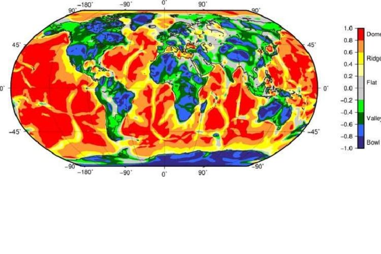 Gambaran Peta Tektonik di Litosfer Bumi dari data GOCE