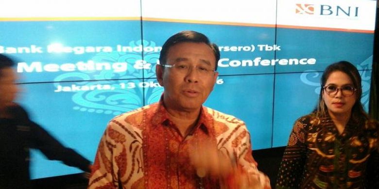 Direktur Utama PT Bank Negara Indonesia (Persero) Tbk (BBNI) Achmad Baiquni di Jakarta, Kamis (13/10/2016).