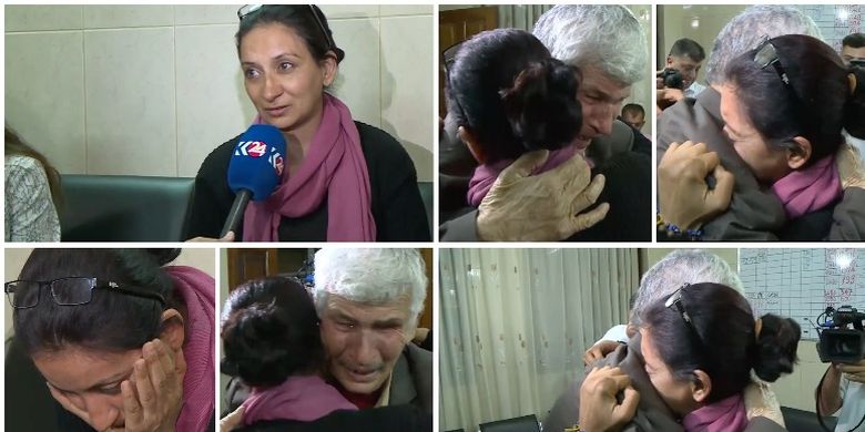 Momen mengharukan ketika Rita Habib, seorang perempuan Irak yang menjadi budak seks ISIS, bisa bertemu kembali dengan ayahnya (4/4/2018).