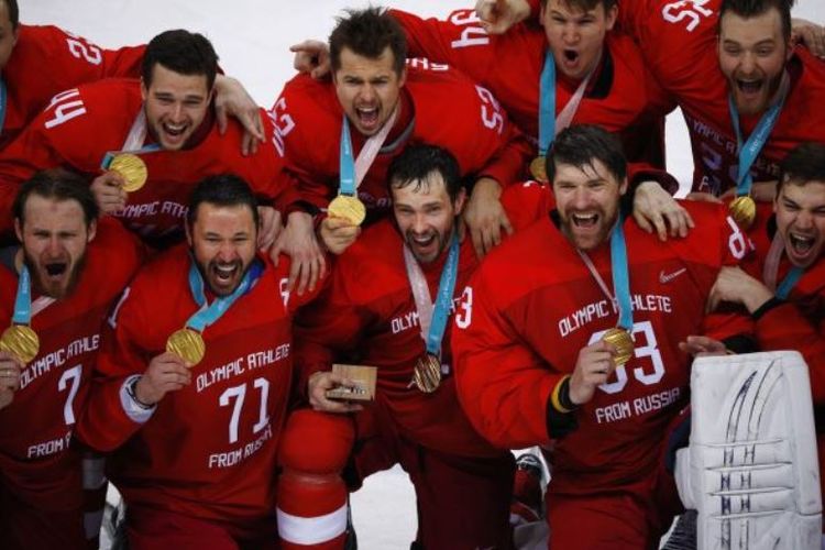 Tim hoki es Rusia meraih medali emas Olimpiade musim dingin 2018