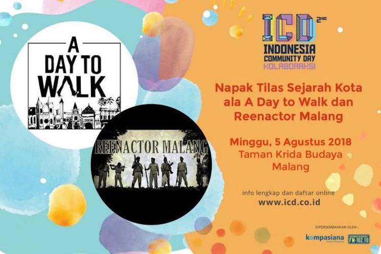 Wadah kumpul para komunitas se-Indonesia, Indonesia Community Day (ICD) 2018, kembali digelar Kompasiana untuk kedua kalinya pada 5 Agustus 2018 mendatang, di Taman Krida Budaya, Malang, Jawa Timur.
