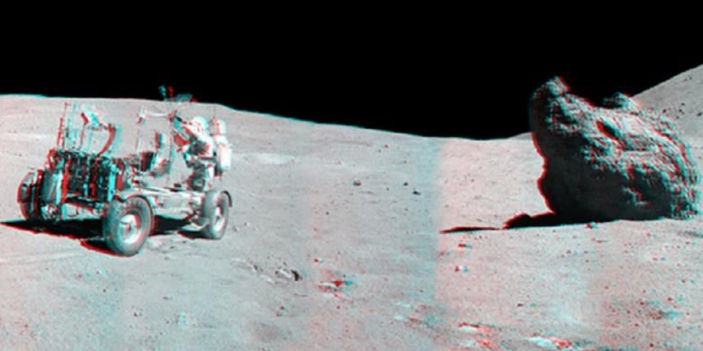 Panorama lokasi pendaratan misi Apollo 16. 