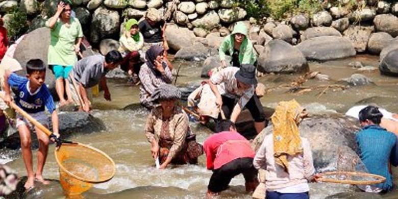 Warga Kampung Naga di Kecamatan Salawu, Kabupaten Tasikmalaya, Jawa Barat, melakukan upacara adat marak di Sungai Ciwulan beberapa waktu lalu. Marak adalah kearifan lokal warga Kampung Naga dalam menjaga kelestarian dan kebersihan Sungai Ciwulan.