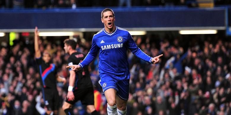 Bomber Chelsea, Fernando Torres, meluapkan emosinya seusai membobol gawang Crystal Palace dalam lanjutan Premier League, Sabtu (14/12/2013). 