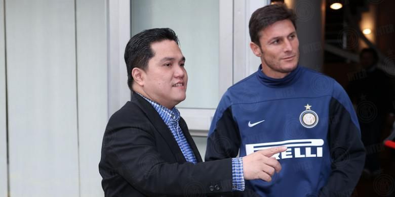 Presiden Inter Milan, Erick Thohir (kiri) bersama Javier Zanetti