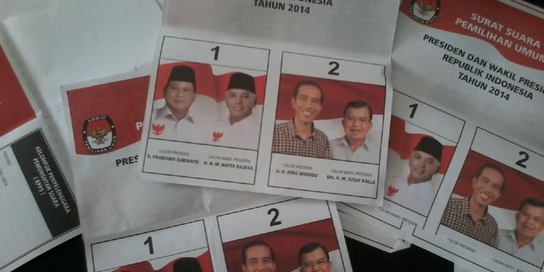 Ilustrasi surat suara Pemilu Presiden 2014