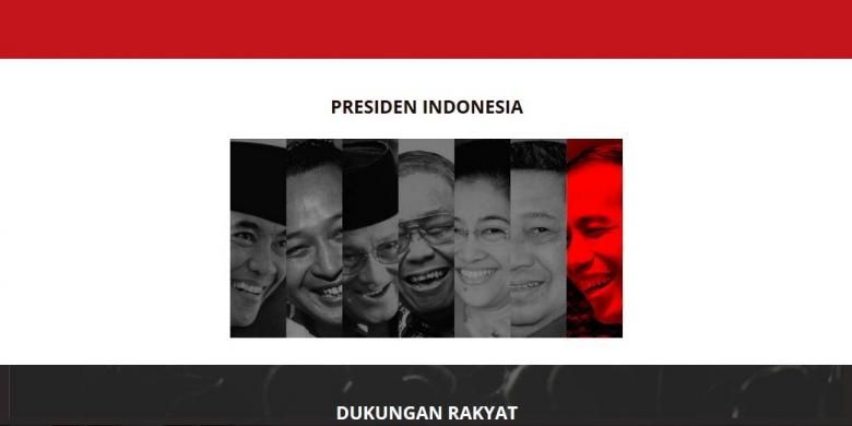 Deretan potret wajah para Presiden Indonesia, dari Soekarno hingga Joko Widodo.