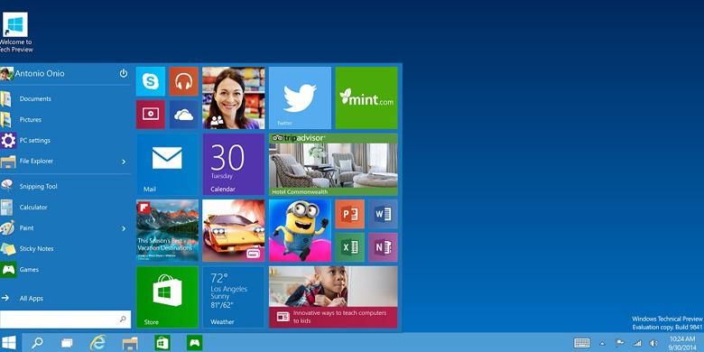 Tampilan Windows 10