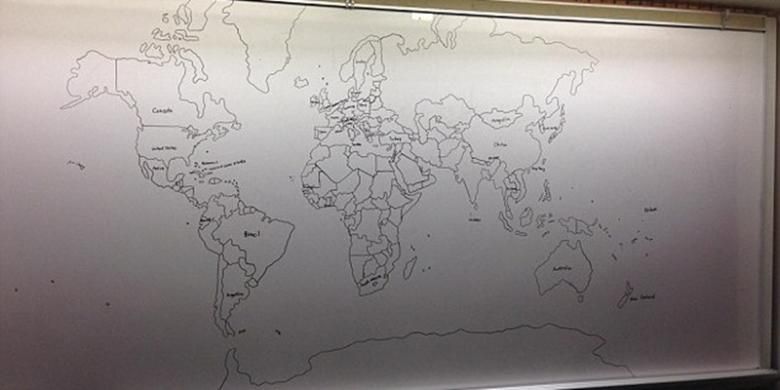Inilah hasil dari gambar peta dunia tanpa melihat contoh yang dikerjakan oleh bocah berusia 11 tahun yang menderita autisme.