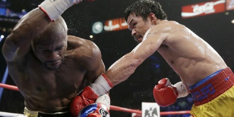 Manny Pacquiao (kanan) vs Floyd Mayweather Jr