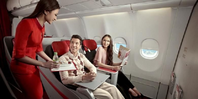 Suasana di business class flatbed Indonesia AirAsia X 