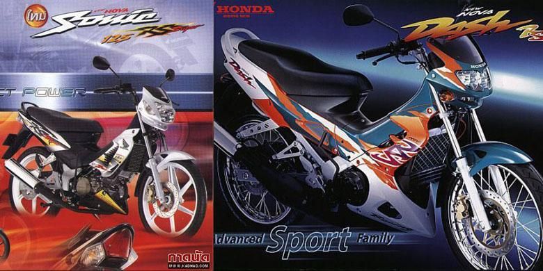 Honda Nova Dash (kanan) dan Nova Sonic 125 4-tak sebagai generasi pertengahan.