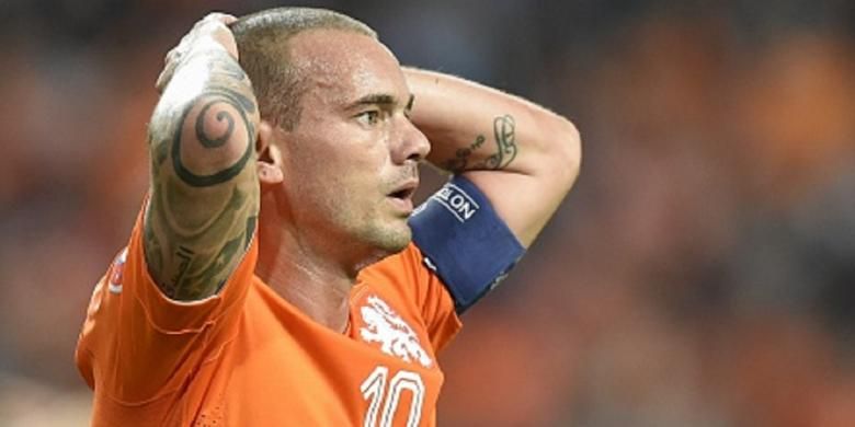 Gelandang tim nasional Belanda, Wesley Sneijder. 