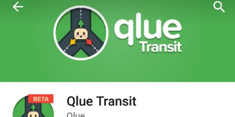 Tampilan aplikasi Qlue Transit di Google Play Store. Aplikasi ini masih bersifat beta atau dalam pengembangan, Kamis (29/10/2015).
