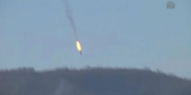 Jet Rusia, Su-24 ditembak jatuh pesawat Turki F-16 pada Selasa (24/11/2015).
