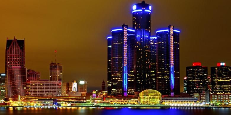 Cakrawala Kota Detroit, Amerika Serikat.
